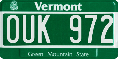 VT license plate OUK972