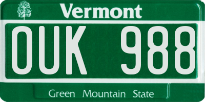 VT license plate OUK988