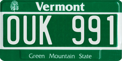 VT license plate OUK991