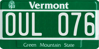 VT license plate OUL076
