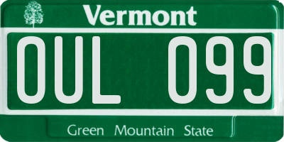 VT license plate OUL099