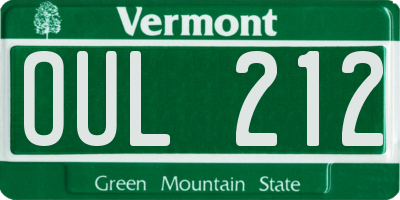 VT license plate OUL212