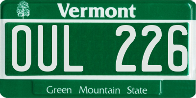 VT license plate OUL226