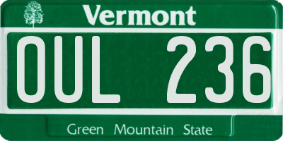 VT license plate OUL236