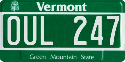 VT license plate OUL247