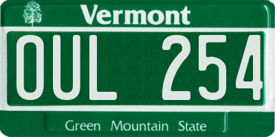 VT license plate OUL254