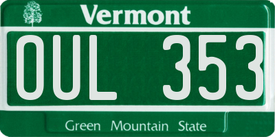 VT license plate OUL353