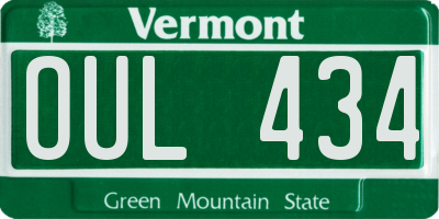 VT license plate OUL434