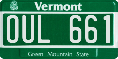 VT license plate OUL661