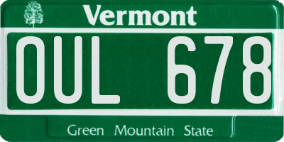 VT license plate OUL678