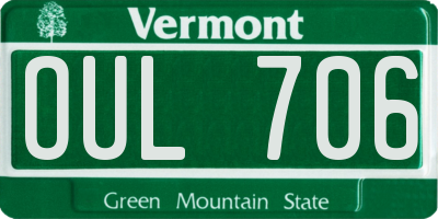 VT license plate OUL706