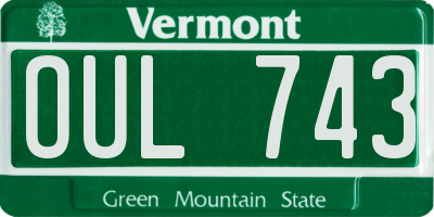 VT license plate OUL743