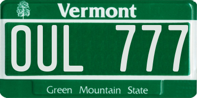 VT license plate OUL777