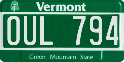VT license plate OUL794