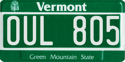 VT license plate OUL805