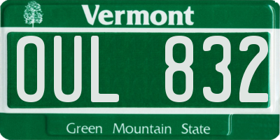 VT license plate OUL832