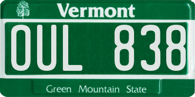 VT license plate OUL838
