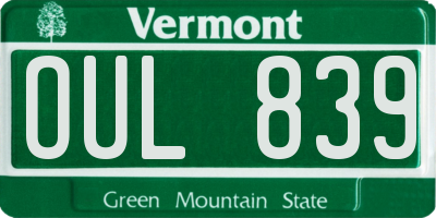 VT license plate OUL839