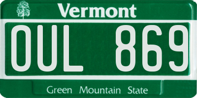 VT license plate OUL869