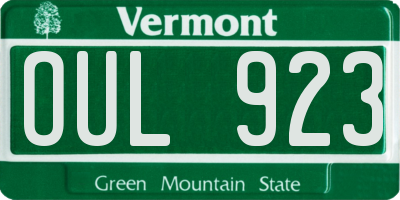 VT license plate OUL923