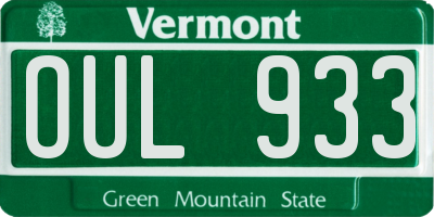VT license plate OUL933