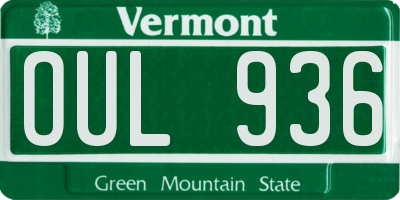 VT license plate OUL936