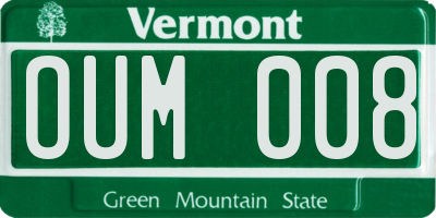 VT license plate OUM008
