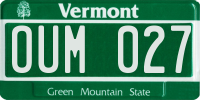 VT license plate OUM027