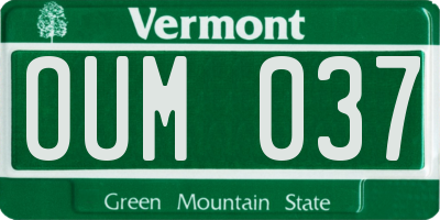 VT license plate OUM037