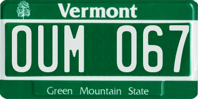 VT license plate OUM067