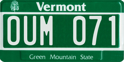 VT license plate OUM071