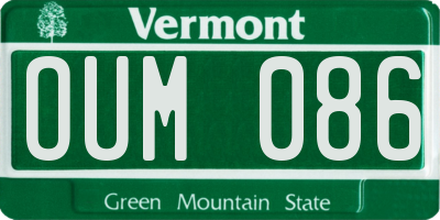 VT license plate OUM086