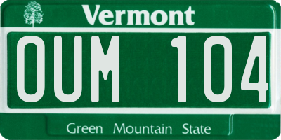 VT license plate OUM104
