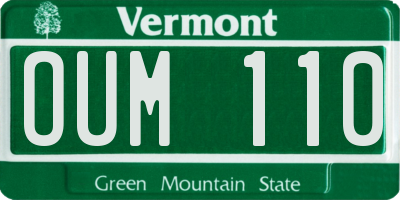VT license plate OUM110
