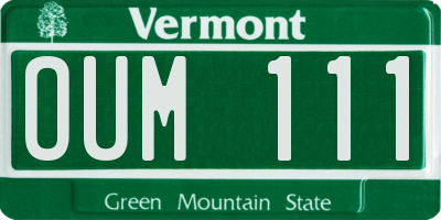 VT license plate OUM111