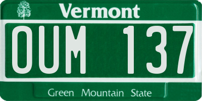 VT license plate OUM137