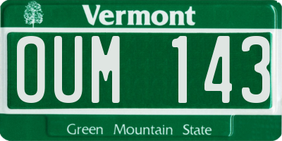 VT license plate OUM143
