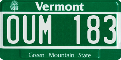 VT license plate OUM183