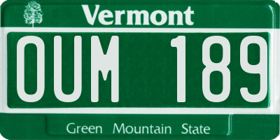 VT license plate OUM189