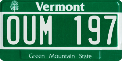 VT license plate OUM197