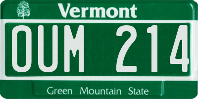 VT license plate OUM214