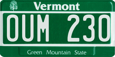 VT license plate OUM230