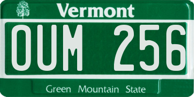 VT license plate OUM256
