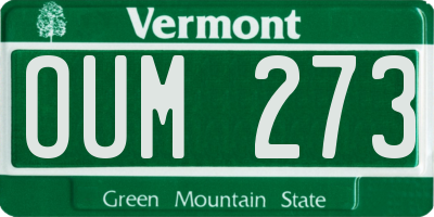 VT license plate OUM273