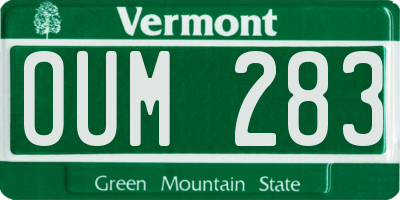 VT license plate OUM283