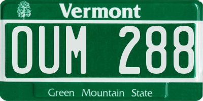 VT license plate OUM288