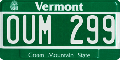 VT license plate OUM299
