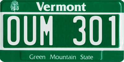 VT license plate OUM301