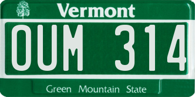VT license plate OUM314