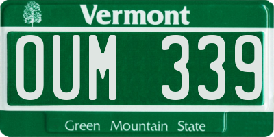VT license plate OUM339
